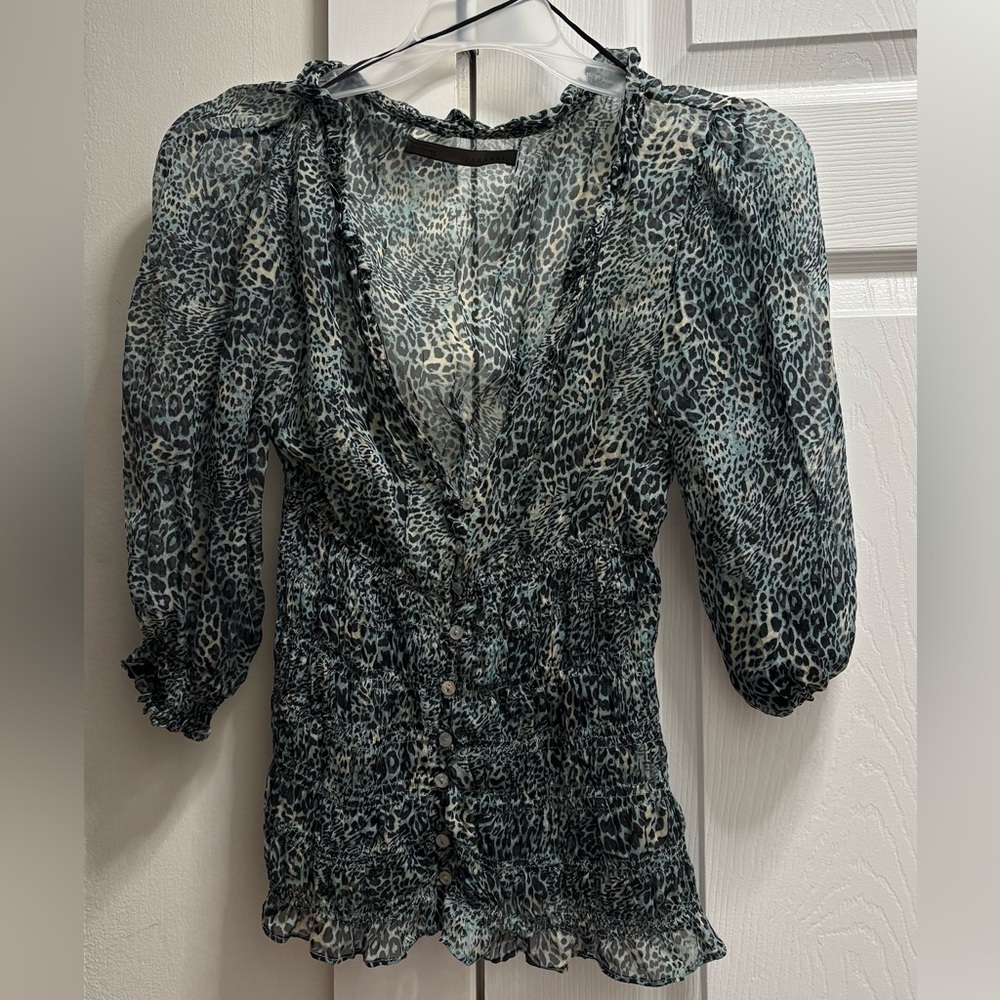 NWOT ZARA Leopard Print Blouse L